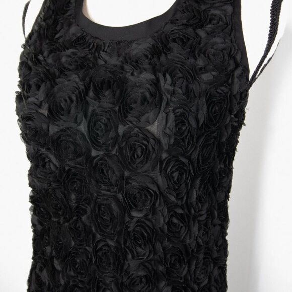 Black sleeveless floral mini dress‎ with 3D flowers design - Picture 10 of 14